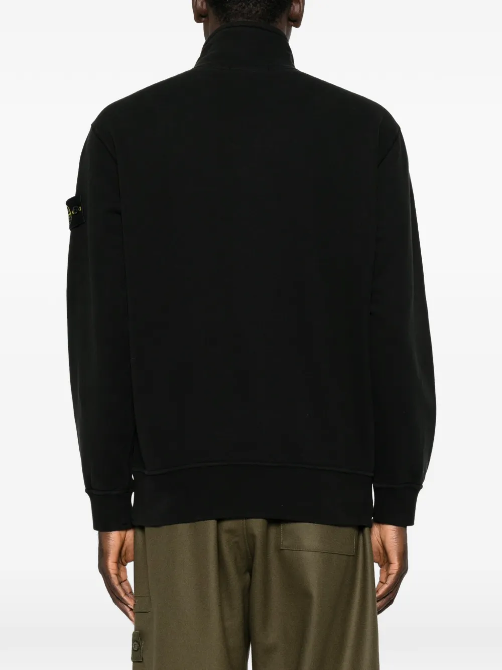 Stone Island Trui met kwartrits en Compass-patch Zwart