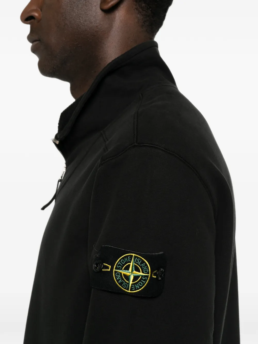 Stone Island Trui met kwartrits en Compass-patch Zwart