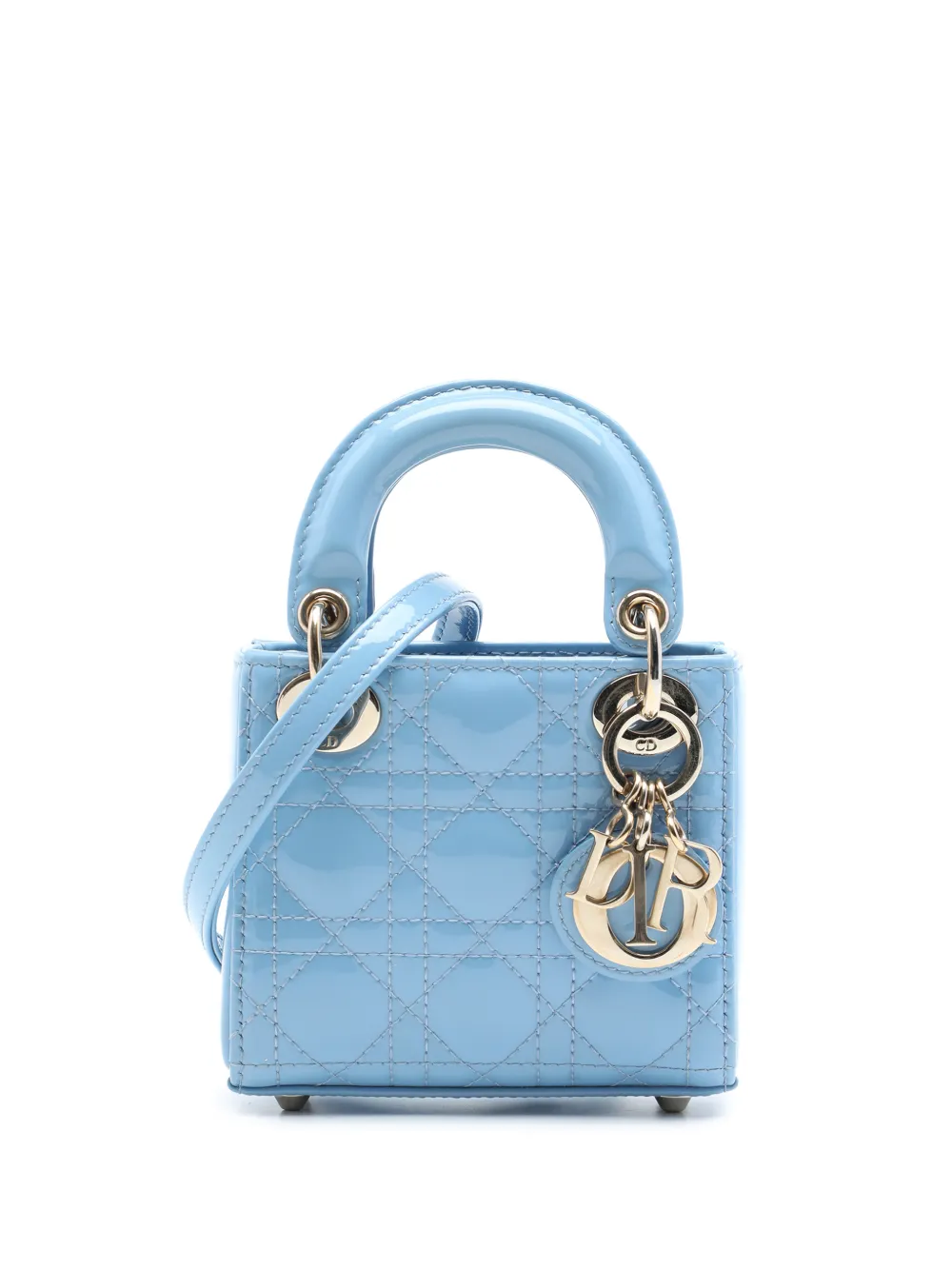 Christian Dior Pre-Owned 2021 Micro Patent Cannage Lady Dior satchel - Blau