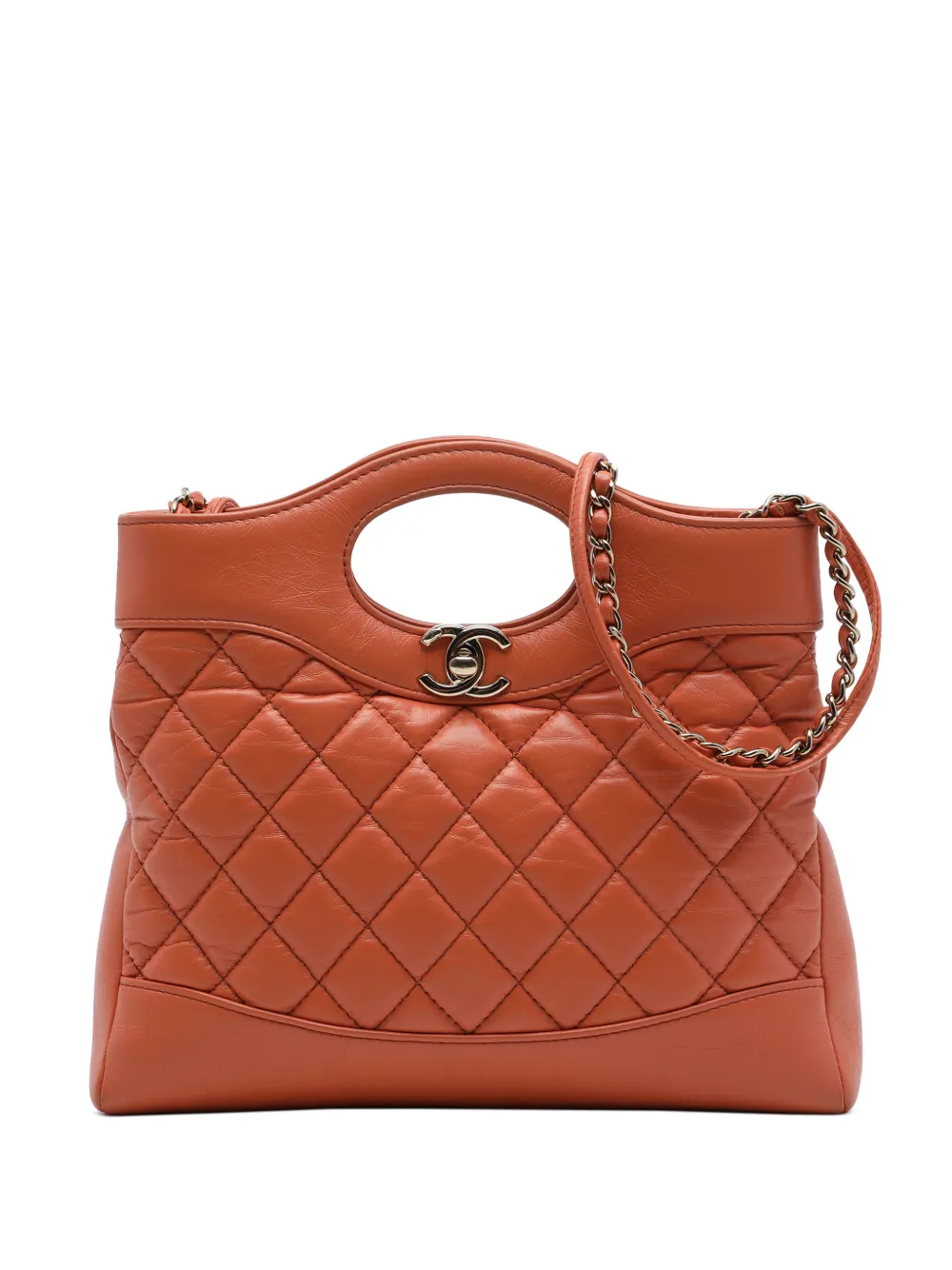 CHANEL Pre-Owned 2021-2026 Mini Shiny Crumpled Calfskin 31 Shopping Bag satchel - Orange