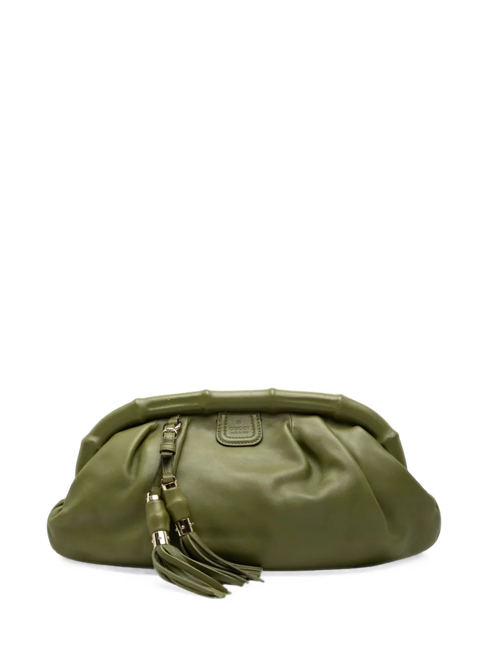 Gucci Pre-Owned 2000-2015 Calfskin Bamboo Frame Tassel clutch bag - Grün