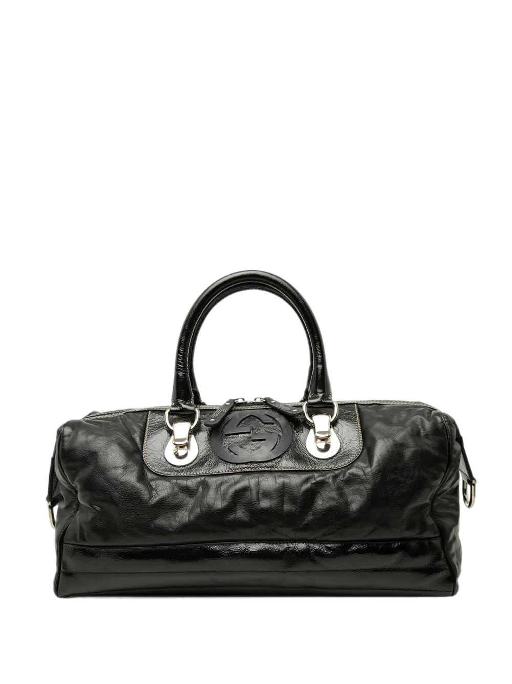 Gucci Pre-Owned 2000-2015 Medium Calfskin Dialux Snow Glam boston bag - Nero
