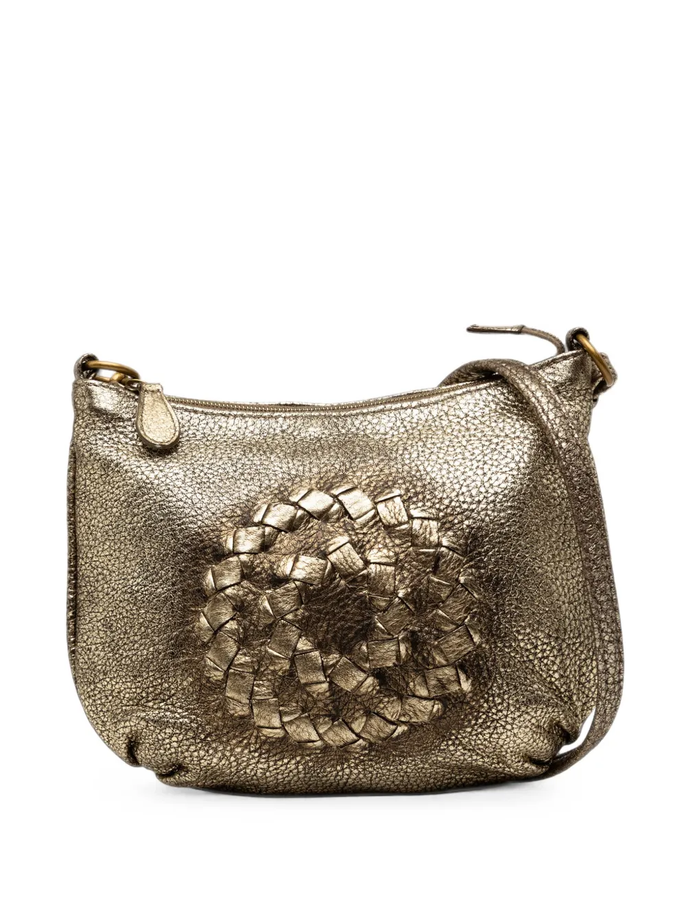 Bottega Veneta Pre-Owned 2007 Metallic Intrecciato Trimmed Cervo Deerskin Illusion shoulder bag - Oro
