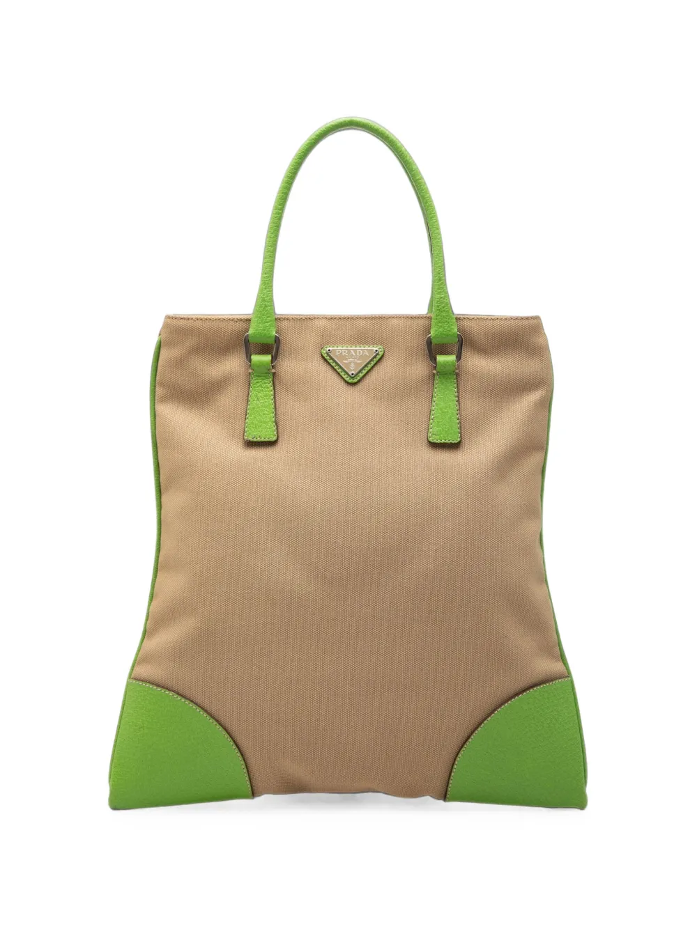 Prada Pre-Owned 2000-2013 Cinghiale Trimmed Canvas Canapa tote bag - Verde