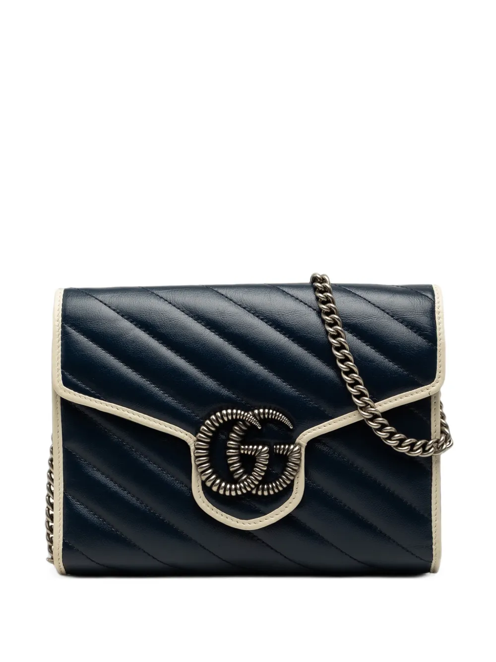 Gucci Pre-Owned 2000-2015 GG Marmont Matelasse Calfskin Torchon Wallet On Chain crossbody bag - Blu