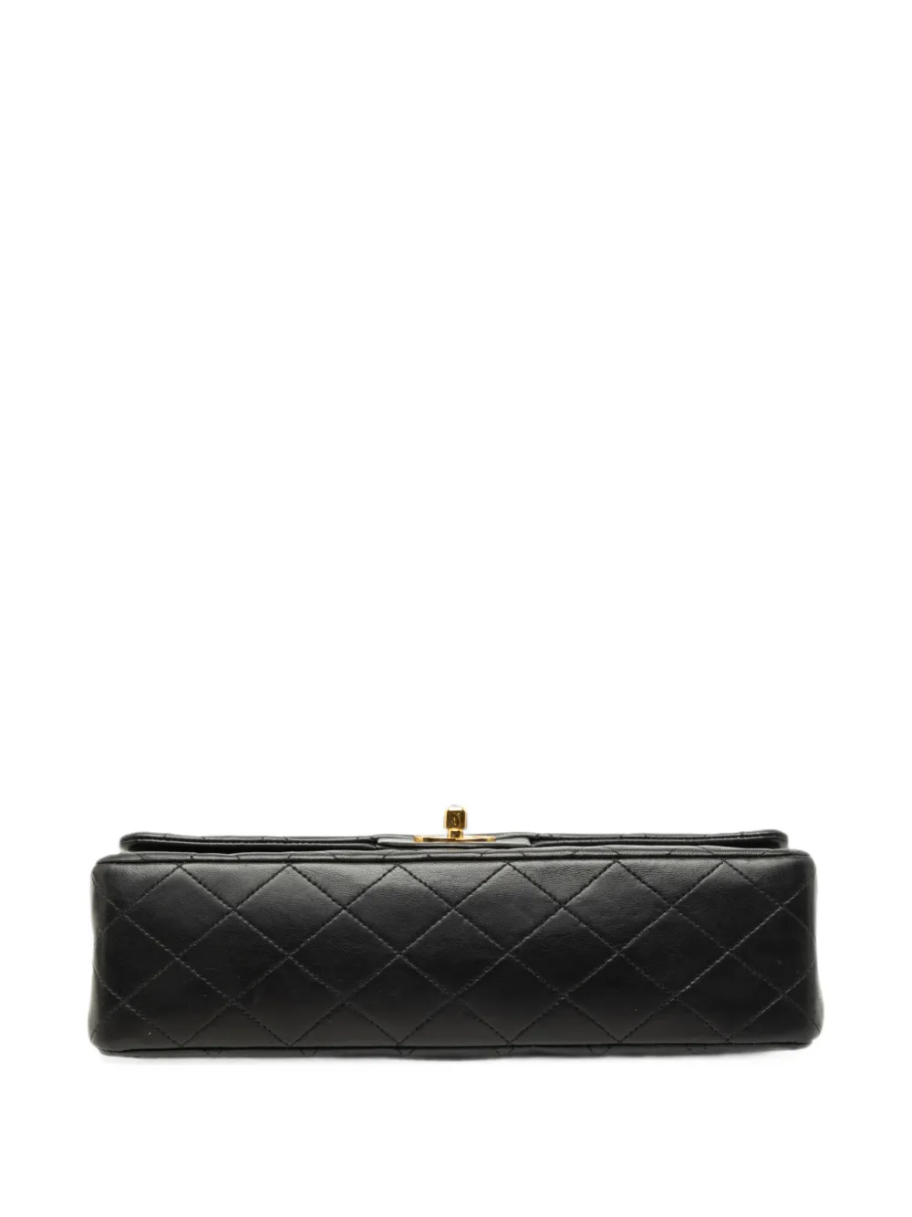 Pre-owned Chanel 1994-1996 Medium Classic Lambskin Double Flap Shoulder Bag In Black