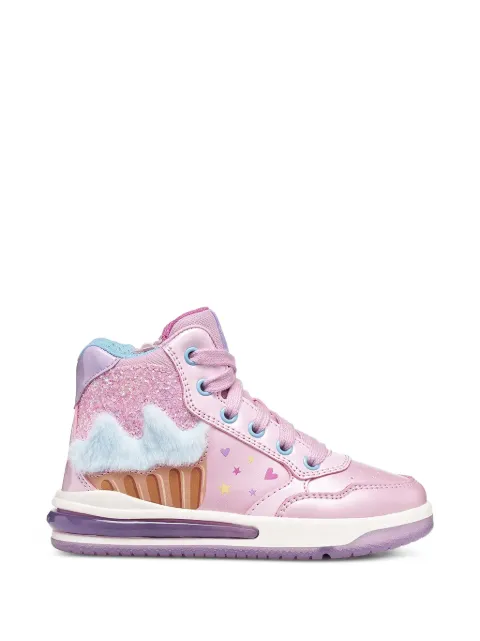 Geox Kids Skylin cupcake-patch glitter-embellished sneakers