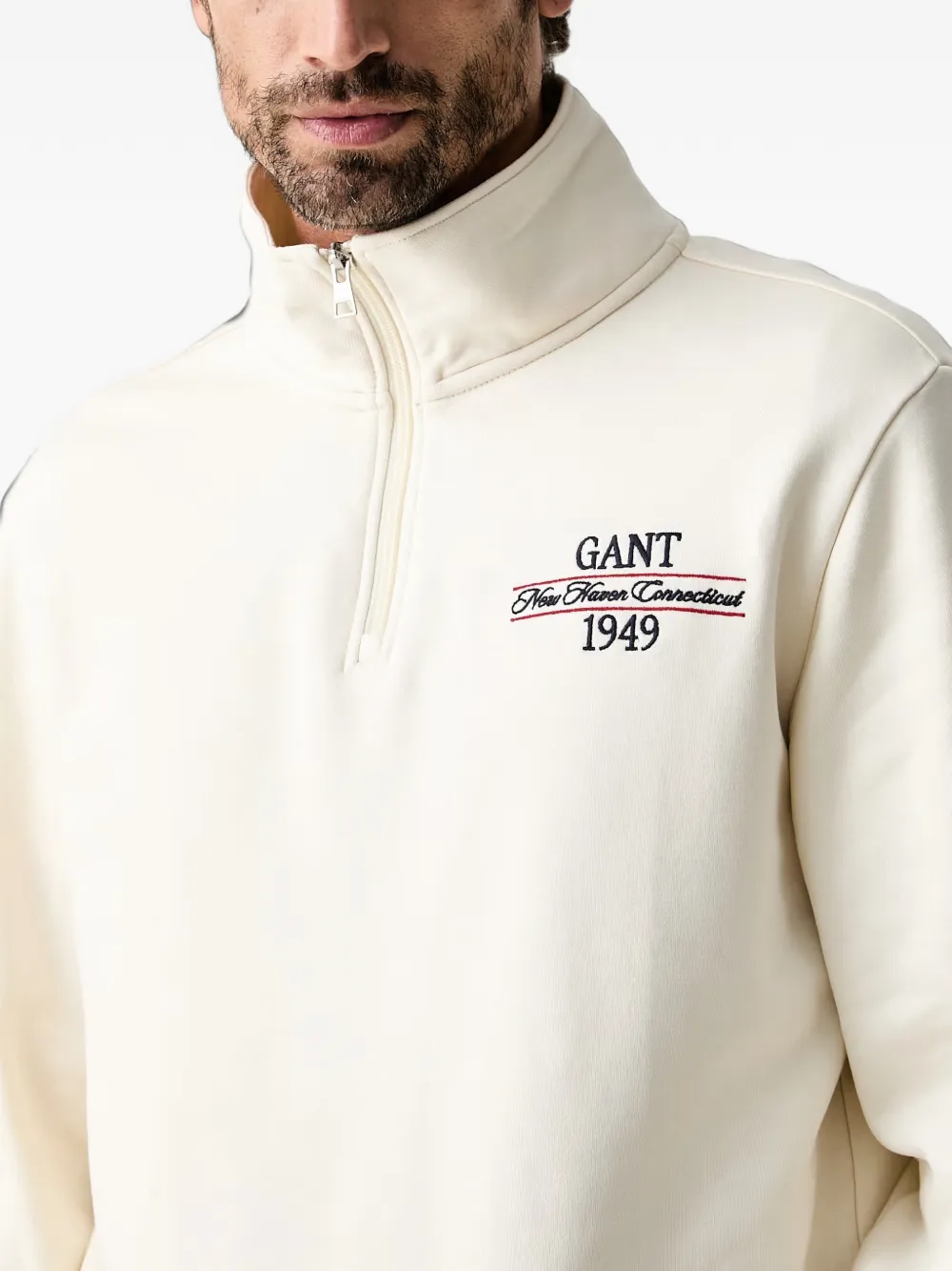 Gant Sweater met geborduurd logo Beige