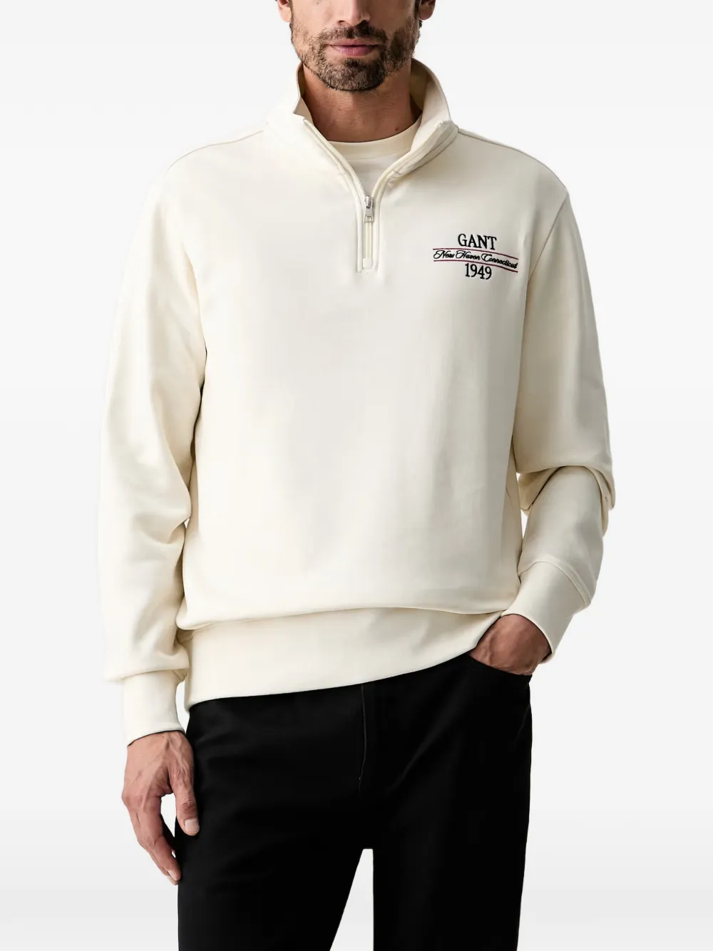 Gant logo-embroidered quarter-zip sweatshirt