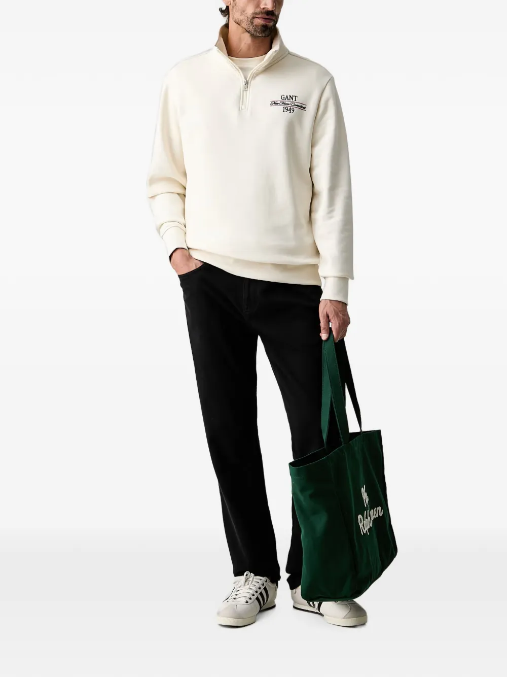 Gant Sweater met geborduurd logo Beige