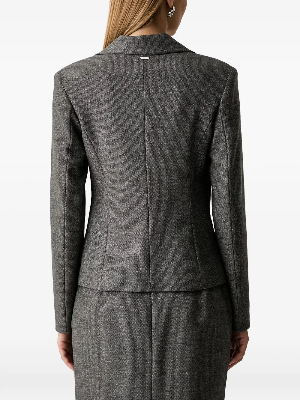 FRACOMINA Blazer met visgraatpatroon en ceintuur Grijs