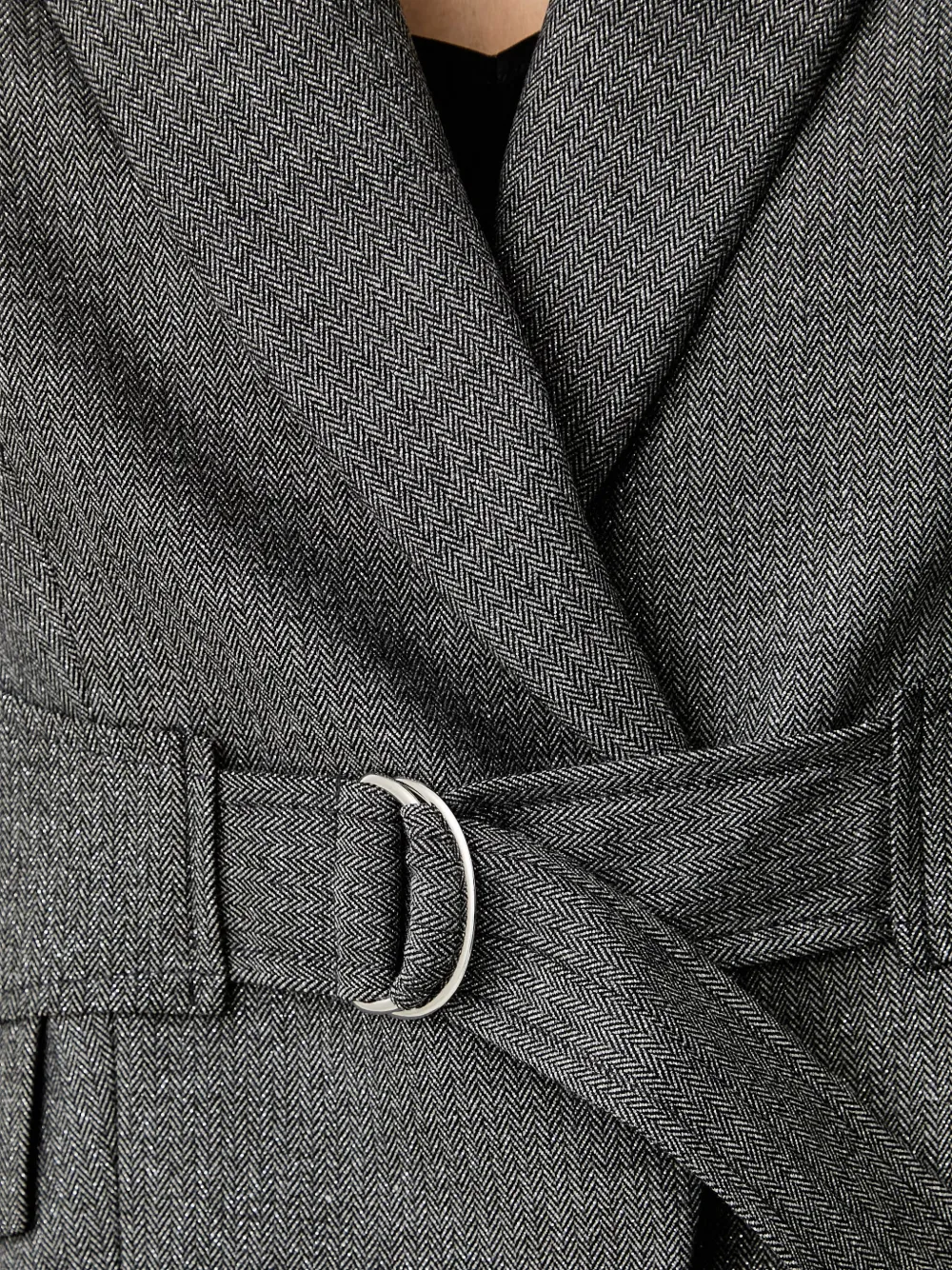 FRACOMINA Blazer met visgraatpatroon en ceintuur Grijs
