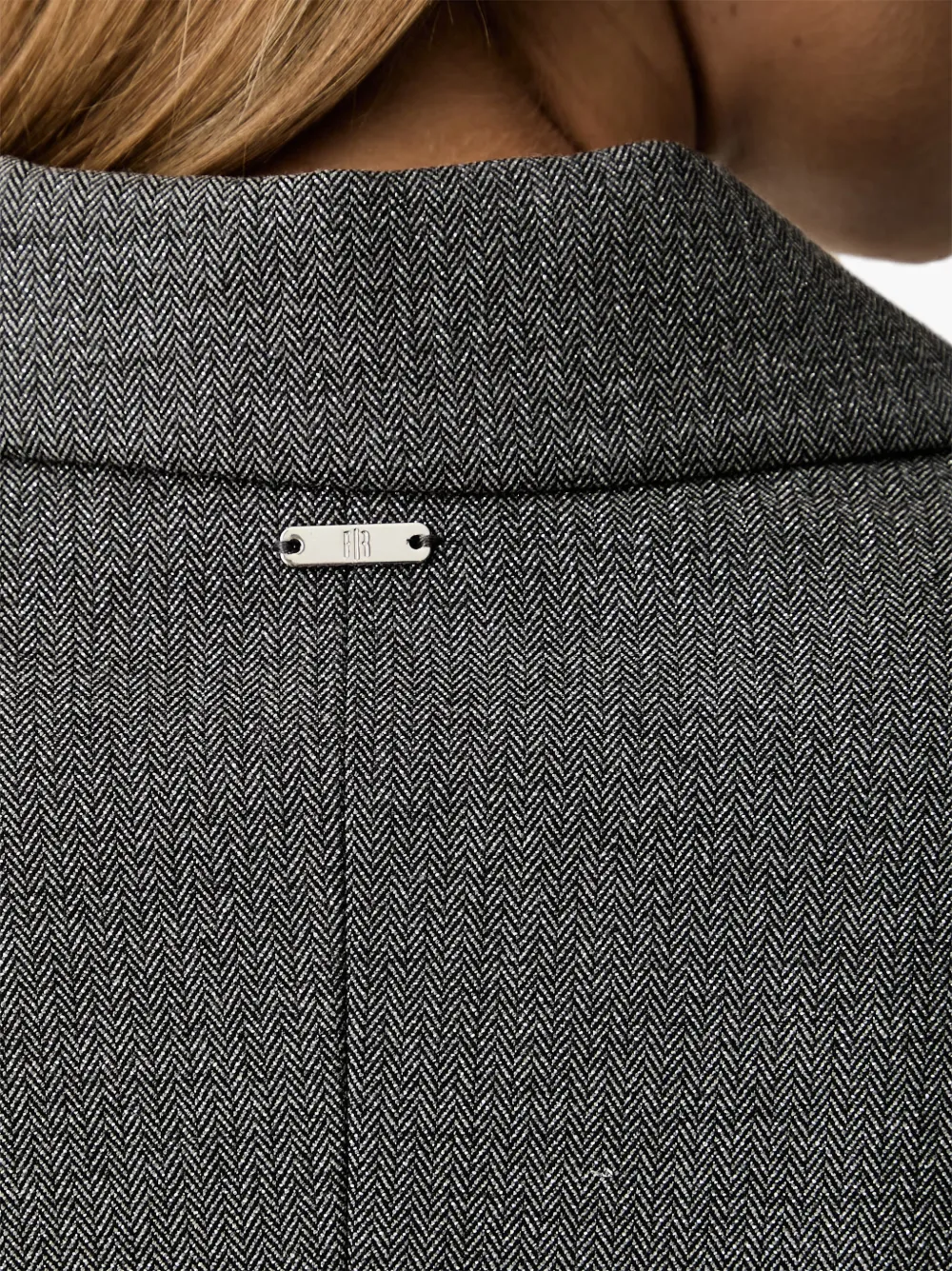 FRACOMINA Blazer met visgraatpatroon en ceintuur Grijs