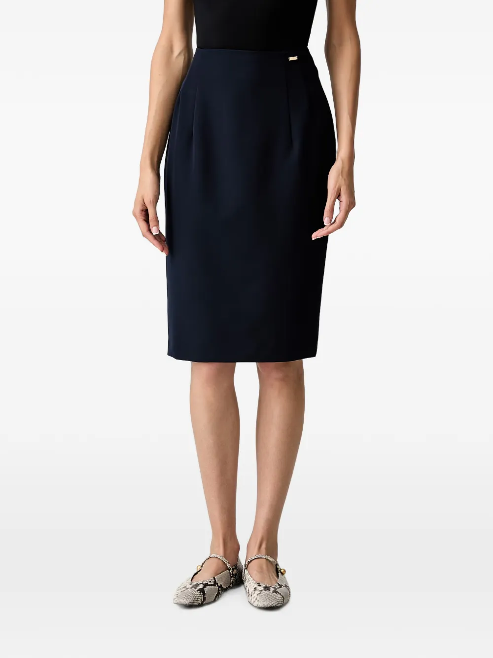 Fracomina Logo-plaque Pencil Midi Skirt In Blue