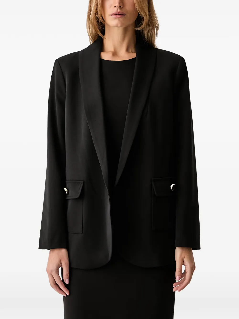 Fracomina Shawl-lapel Flap-pocket Blazer In Black