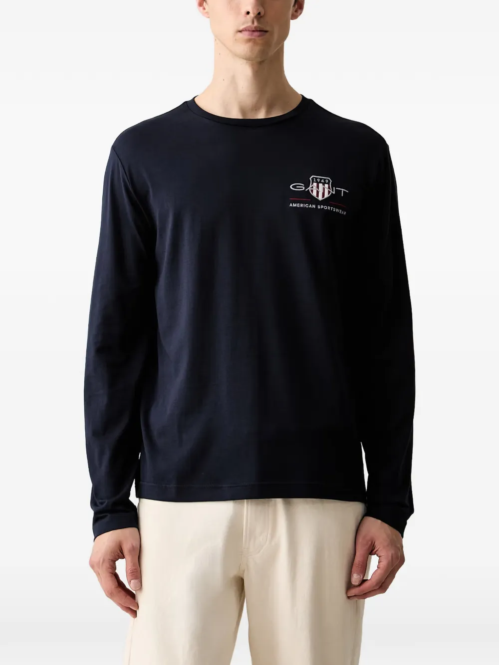 Gant Langarmshirt mit Logo-Stickerei - Blau