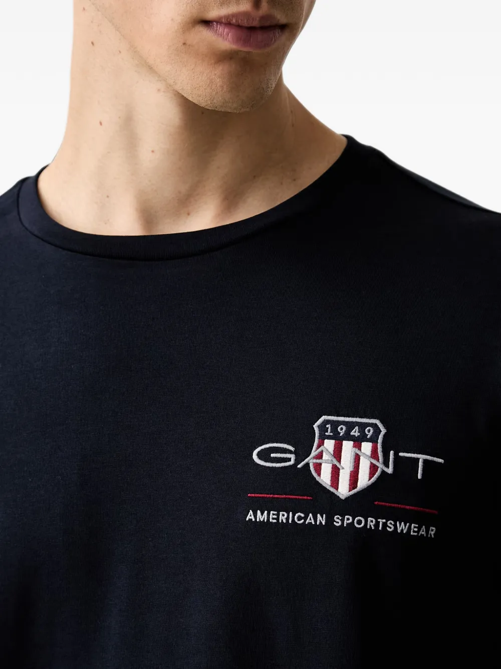 Gant T-shirt met geborduurd logo Blauw