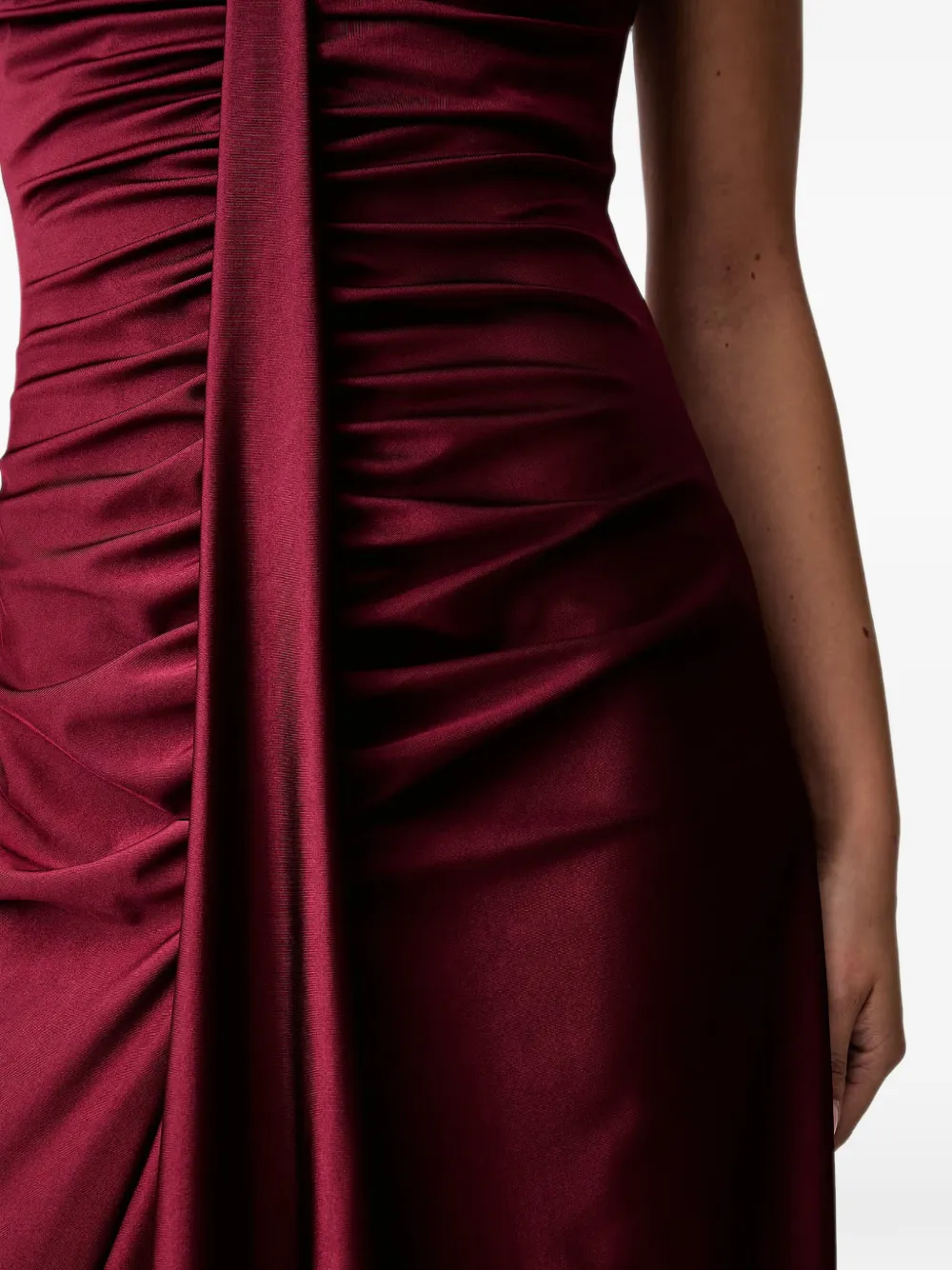 FRACOMINA Maxi-jurk met ruches en V-hals Rood