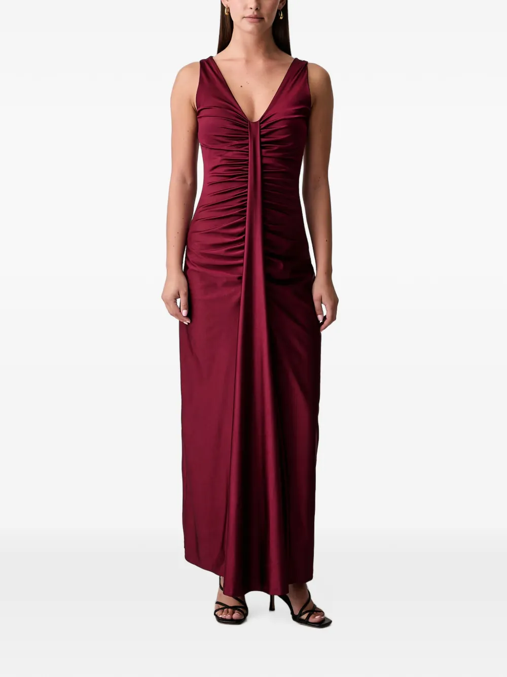 FRACOMINA ruched V-neck maxi dress
