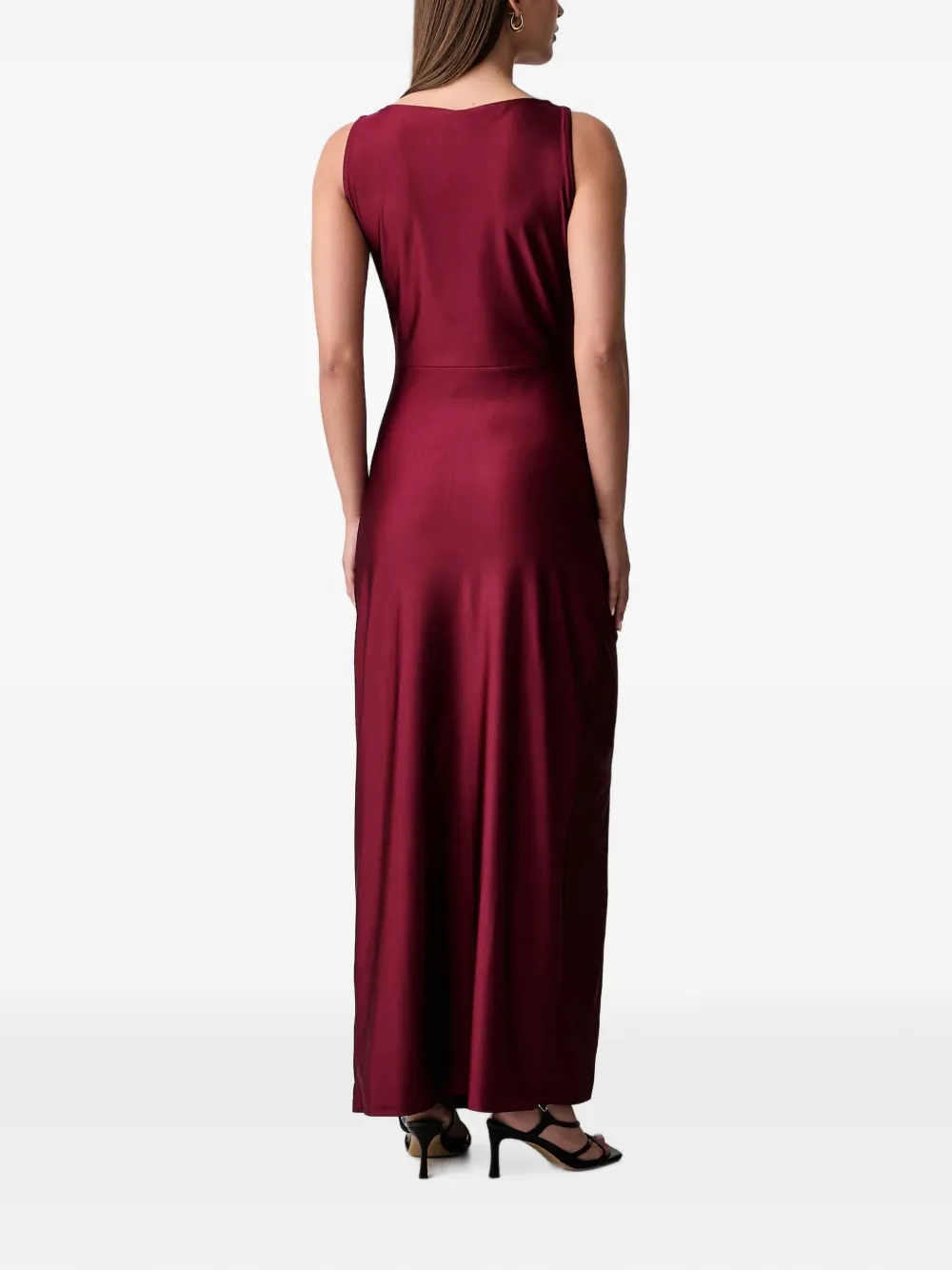 FRACOMINA Maxi-jurk met ruches en V-hals Rood