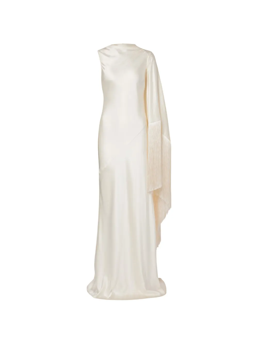 Self-Portrait fringed satin maxi dress - Bianco