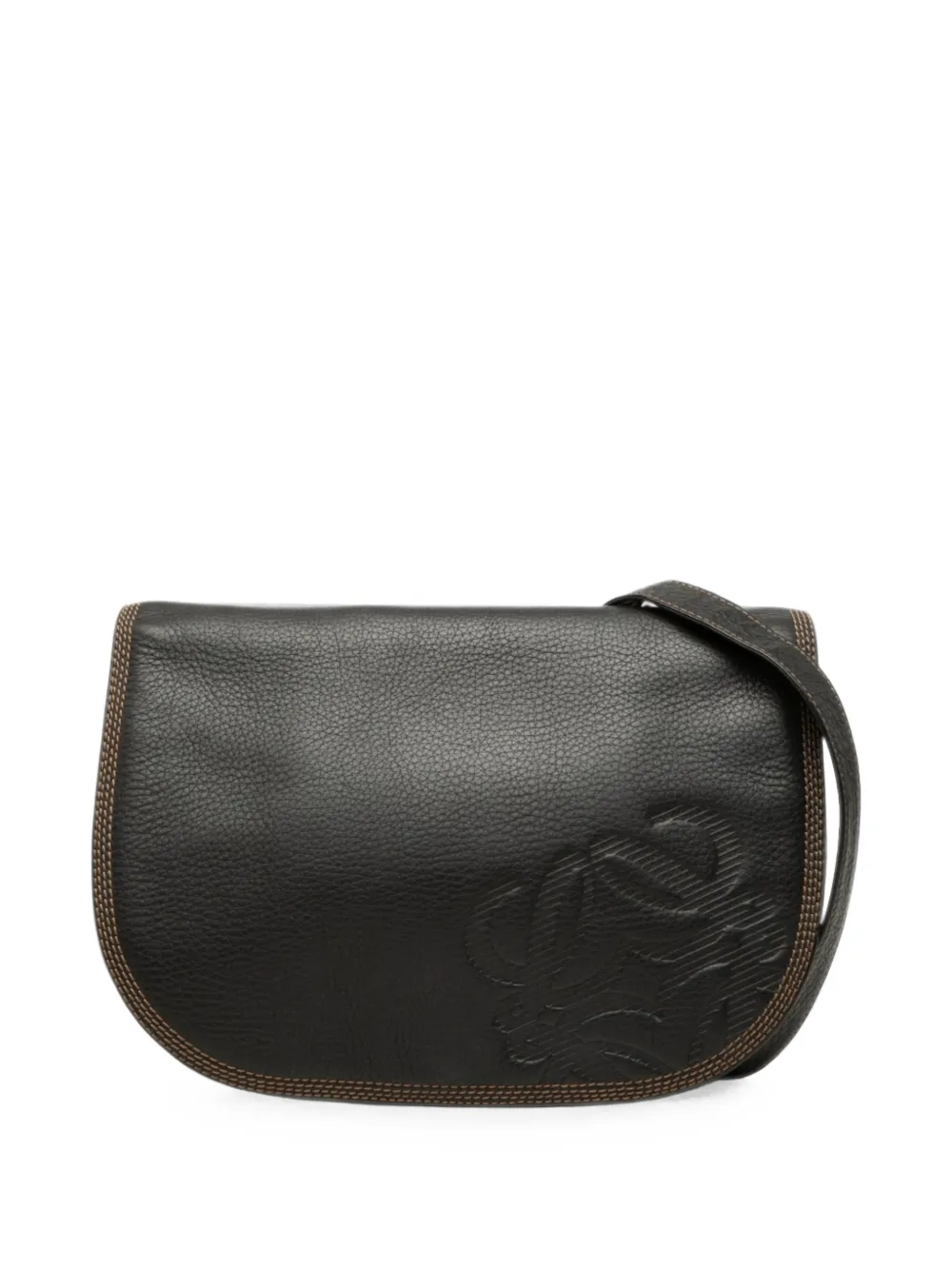 Loewe Pre-Owned 1990-2010 Leather Anagram Flap crossbody bag - Nero