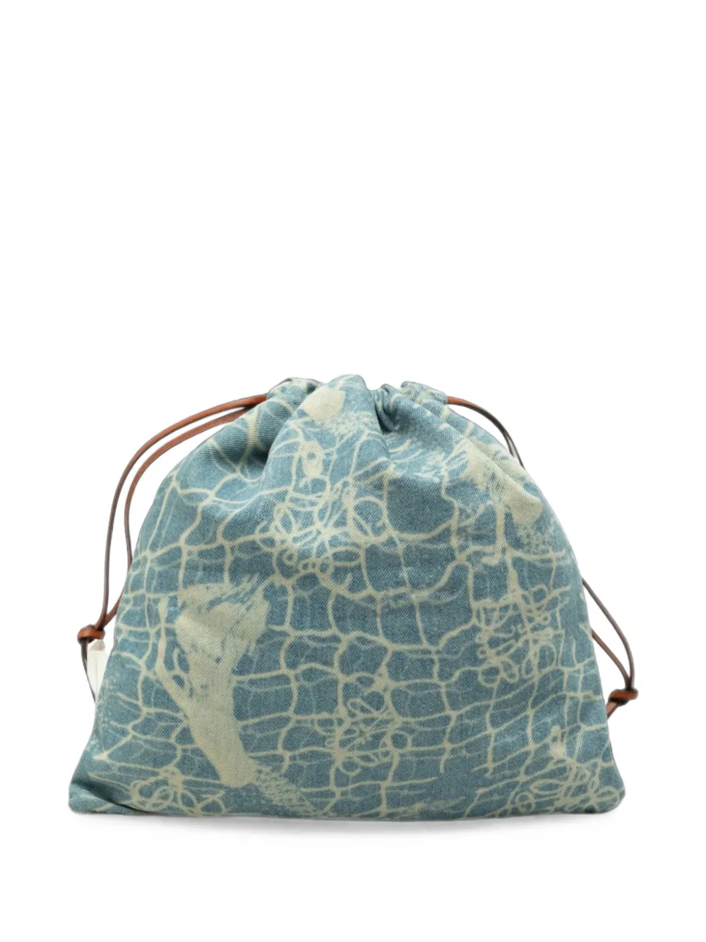 Loewe Pre-Owned 2022 Paulas Ibiza Mermaid Denim Drawstring Bag clutch bag - Blu