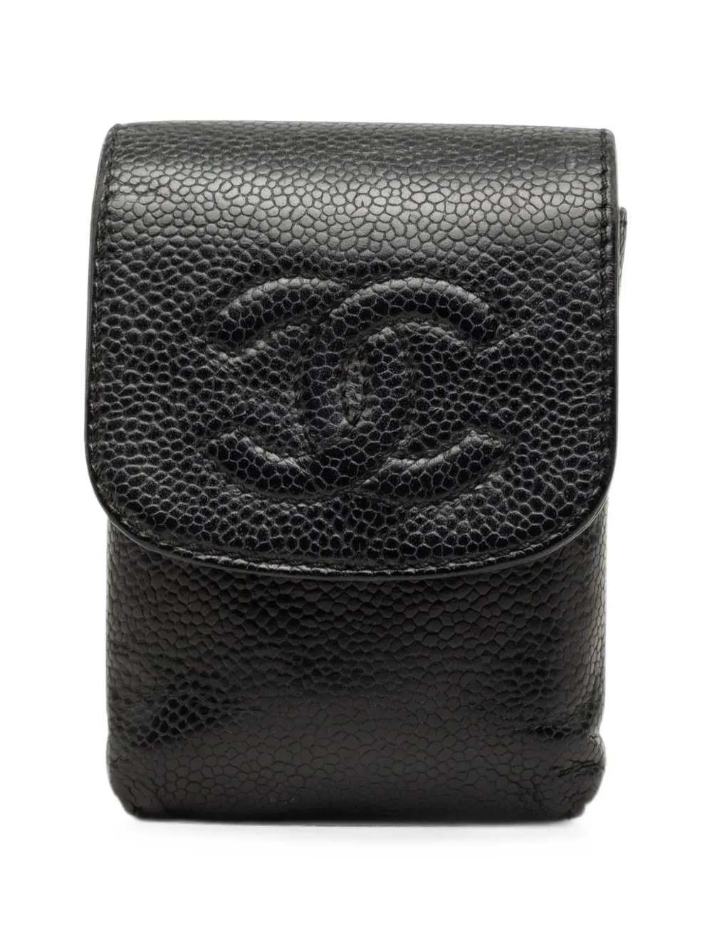 CHANEL Pre-Owned 2000-2002 CC Caviar Cigarette Case pouch - Schwarz