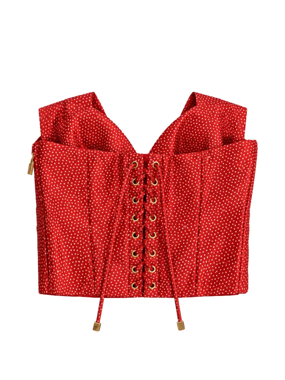 Elisabetta Franchi Gazar polka-dot lace-up top Rood
