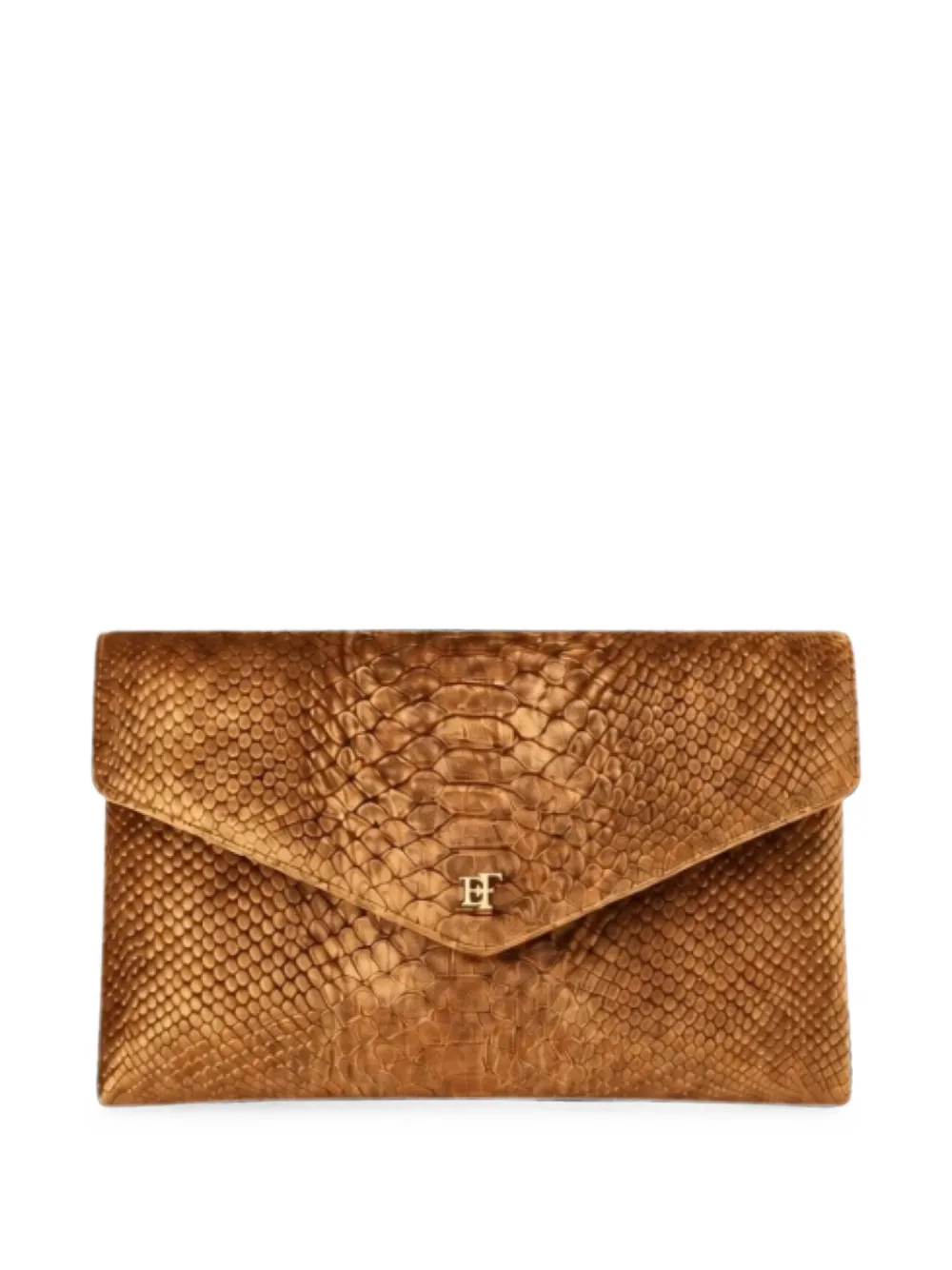 Elisabetta Franchi snakeskin-effect envelope clutch - Marrone