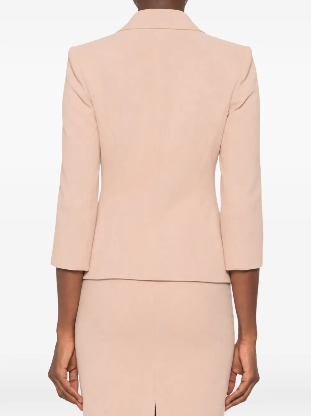 Elisabetta Franchi Jack met dubbele rij knopen en logo Beige
