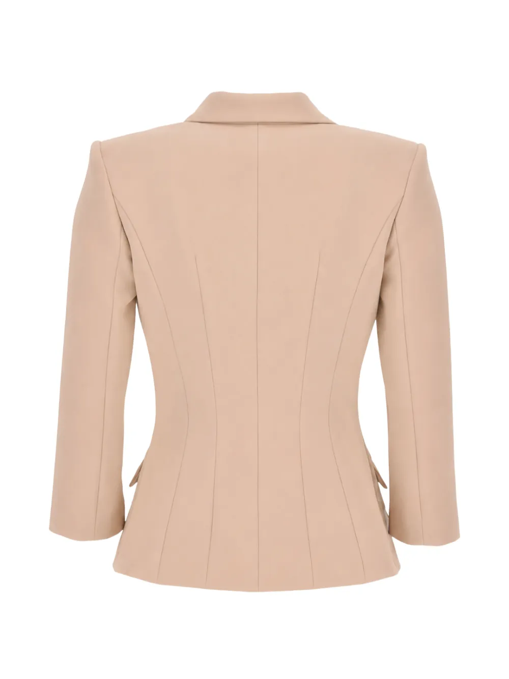 Elisabetta Franchi Jack met dubbele rij knopen en logo Beige