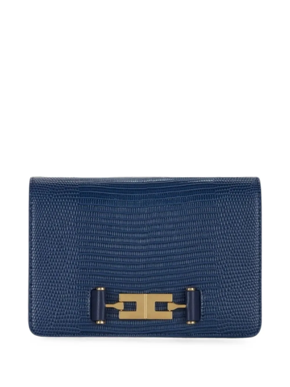 Elisabetta Franchi lizard-effect logo-plaque cross body bag - Blu
