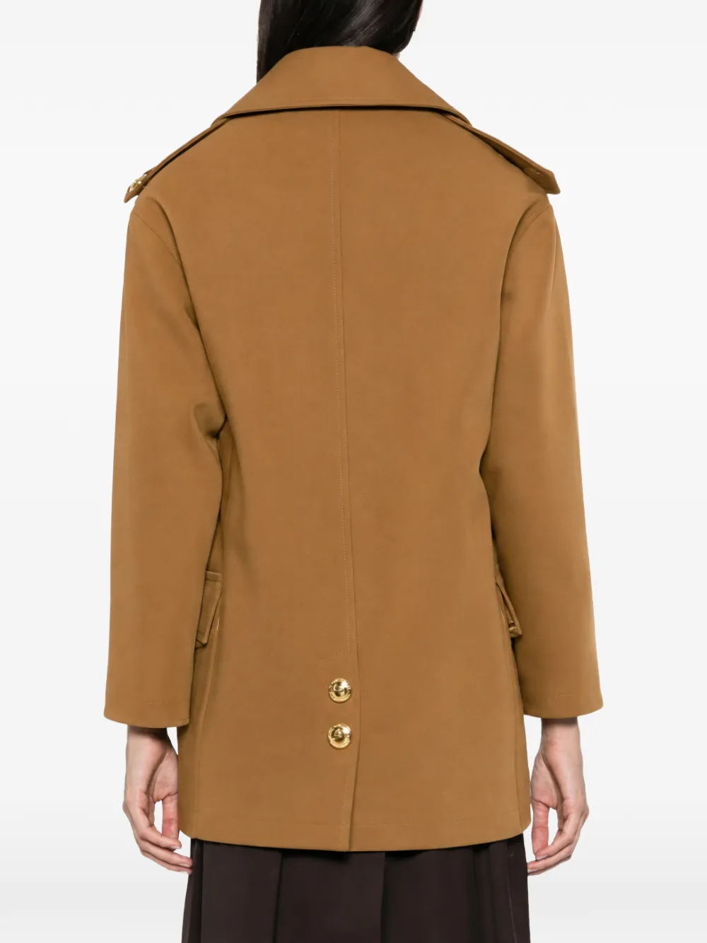 Elisabetta Franchi Jas met dubbele rij knopen en epauletten Bruin