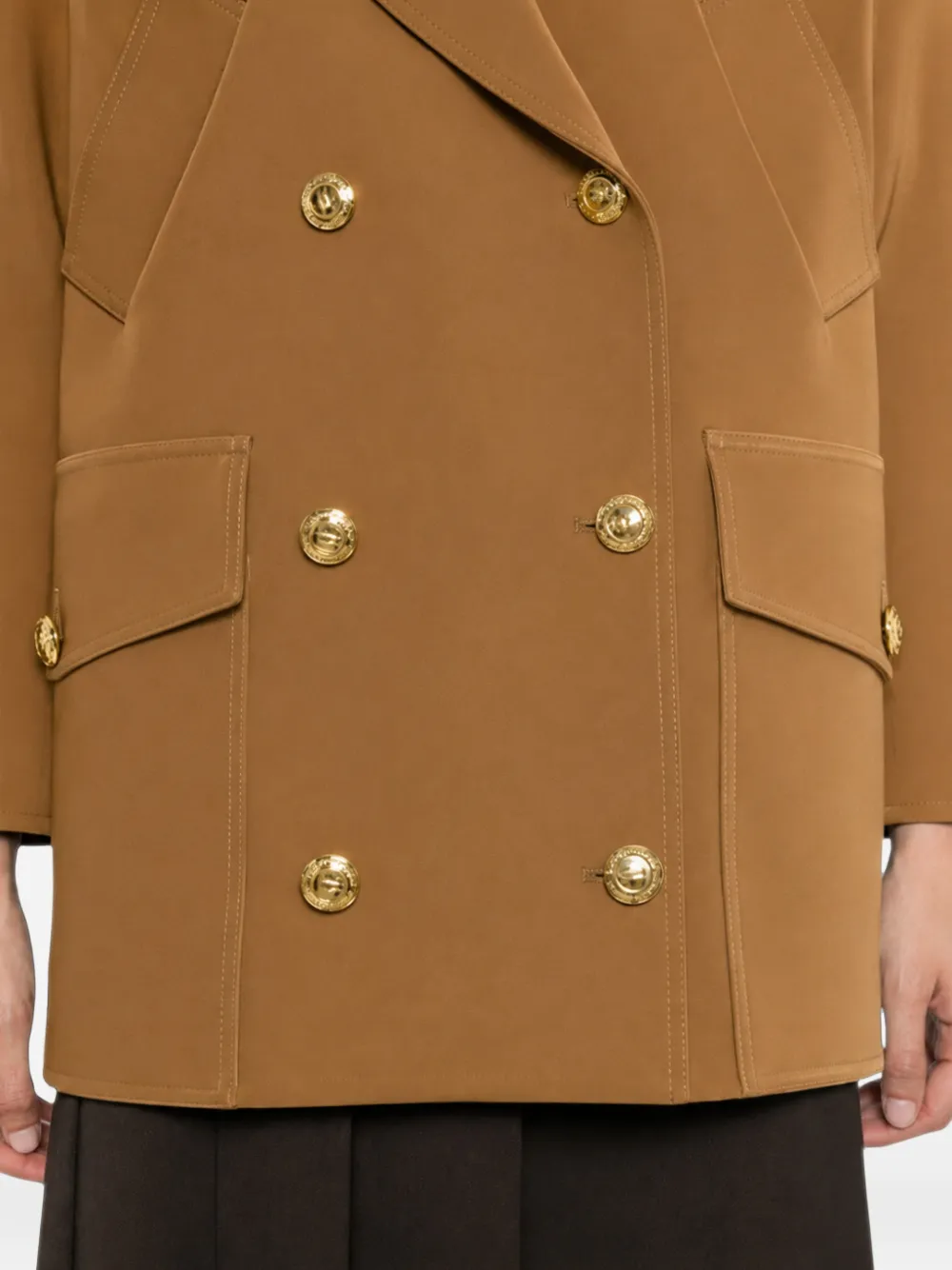 Elisabetta Franchi Jas met dubbele rij knopen en epauletten Bruin