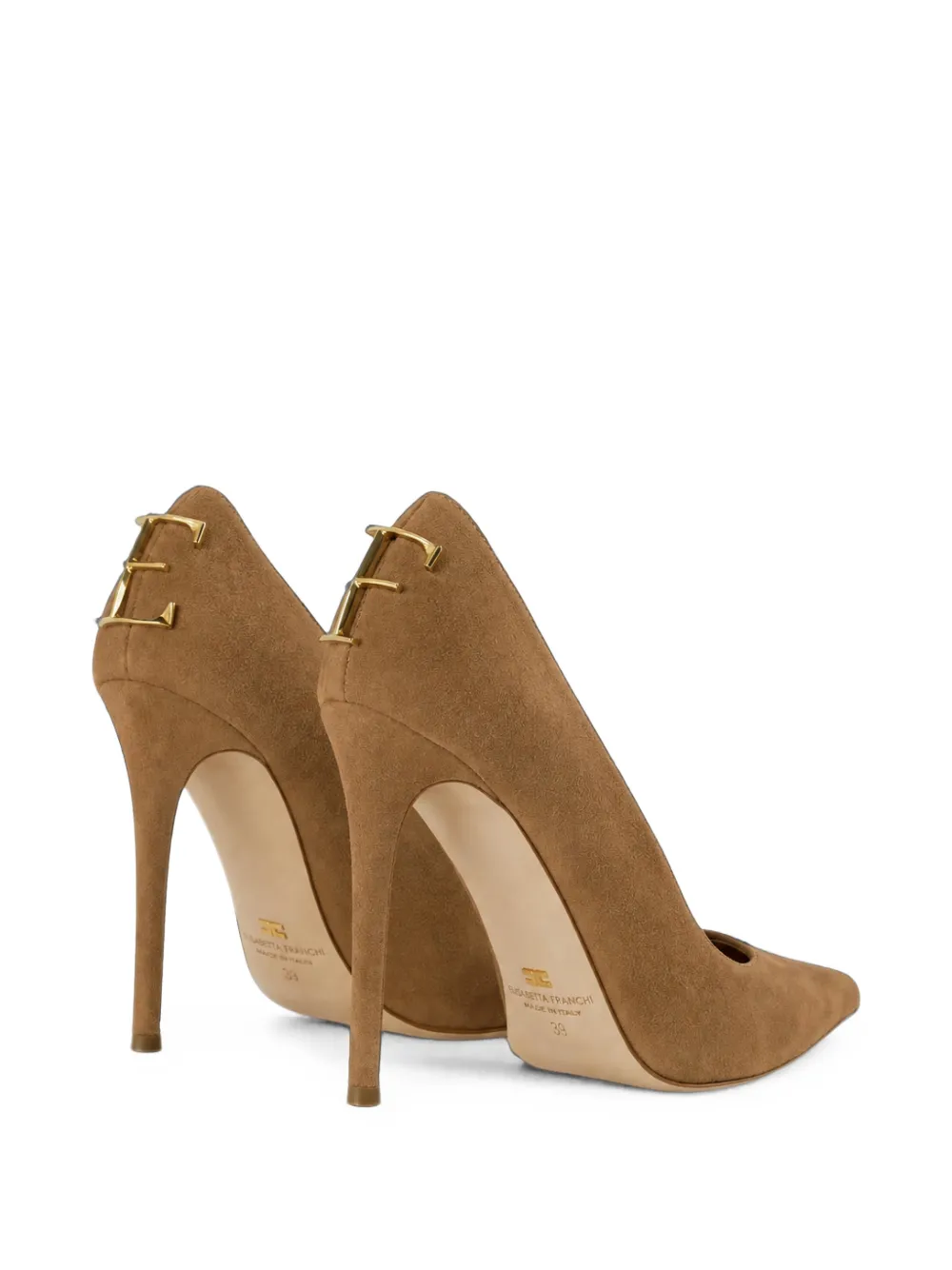 Elisabetta Franchi suede pump with logo detail Bruin
