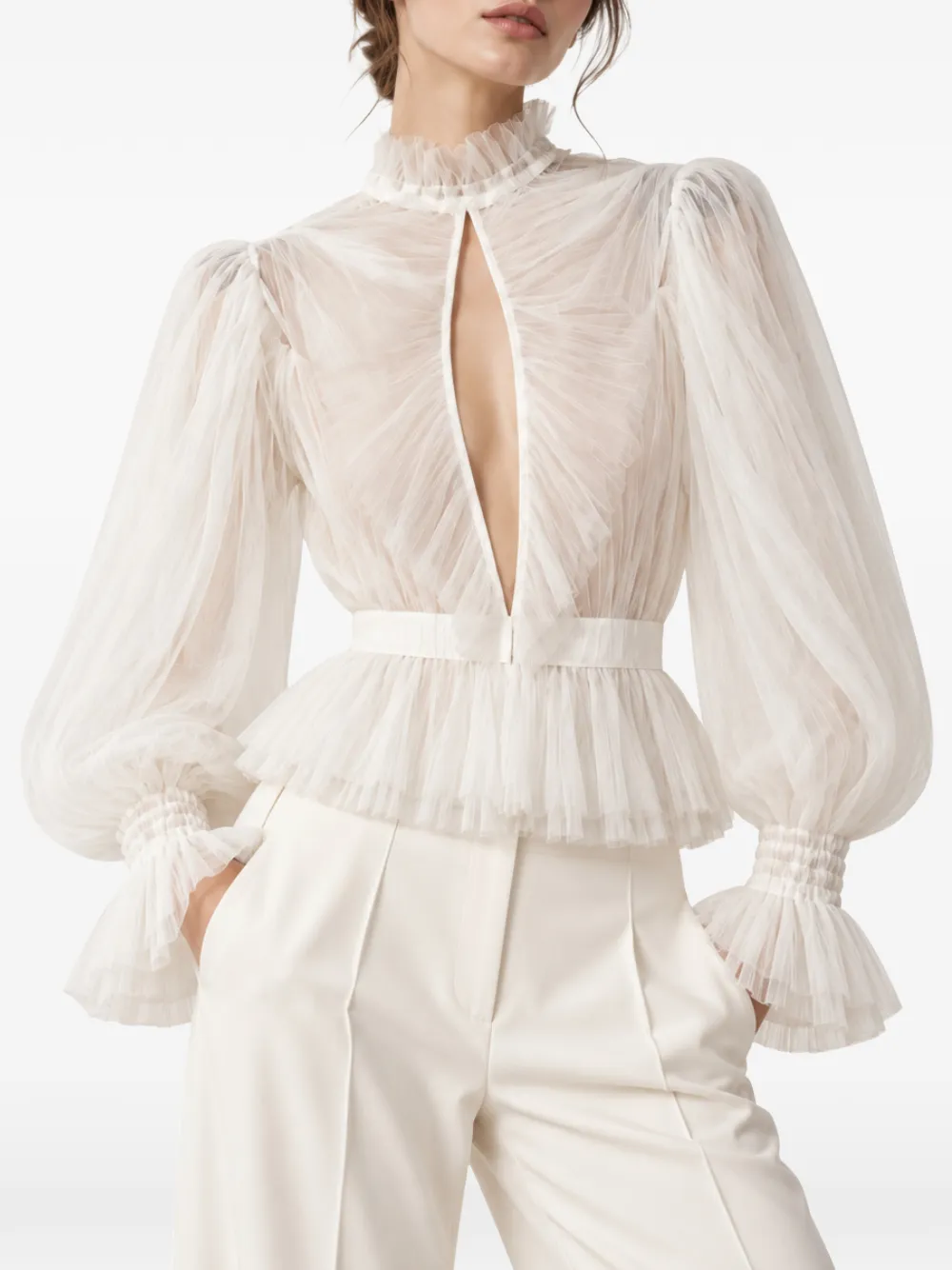 Elisabetta Franchi ruffled blouse Wit