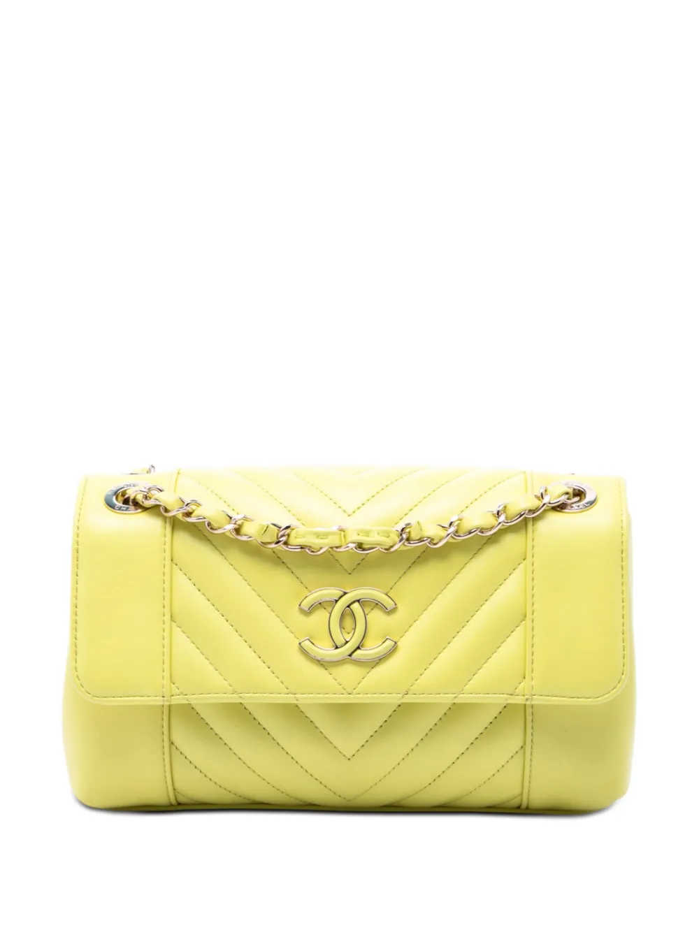 CHANEL Pre-Owned 2019 Small Quilted Calfskin Daily Chevron Flap crossbody bag - Gelb