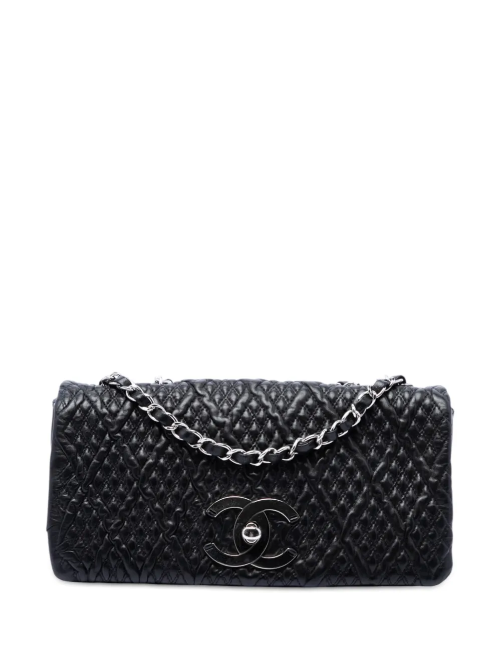 CHANEL Pre-Owned Borsa a spalla Astrakhan piccola in pelle di agnello trapuntata con battente 2010-2011 - Nero