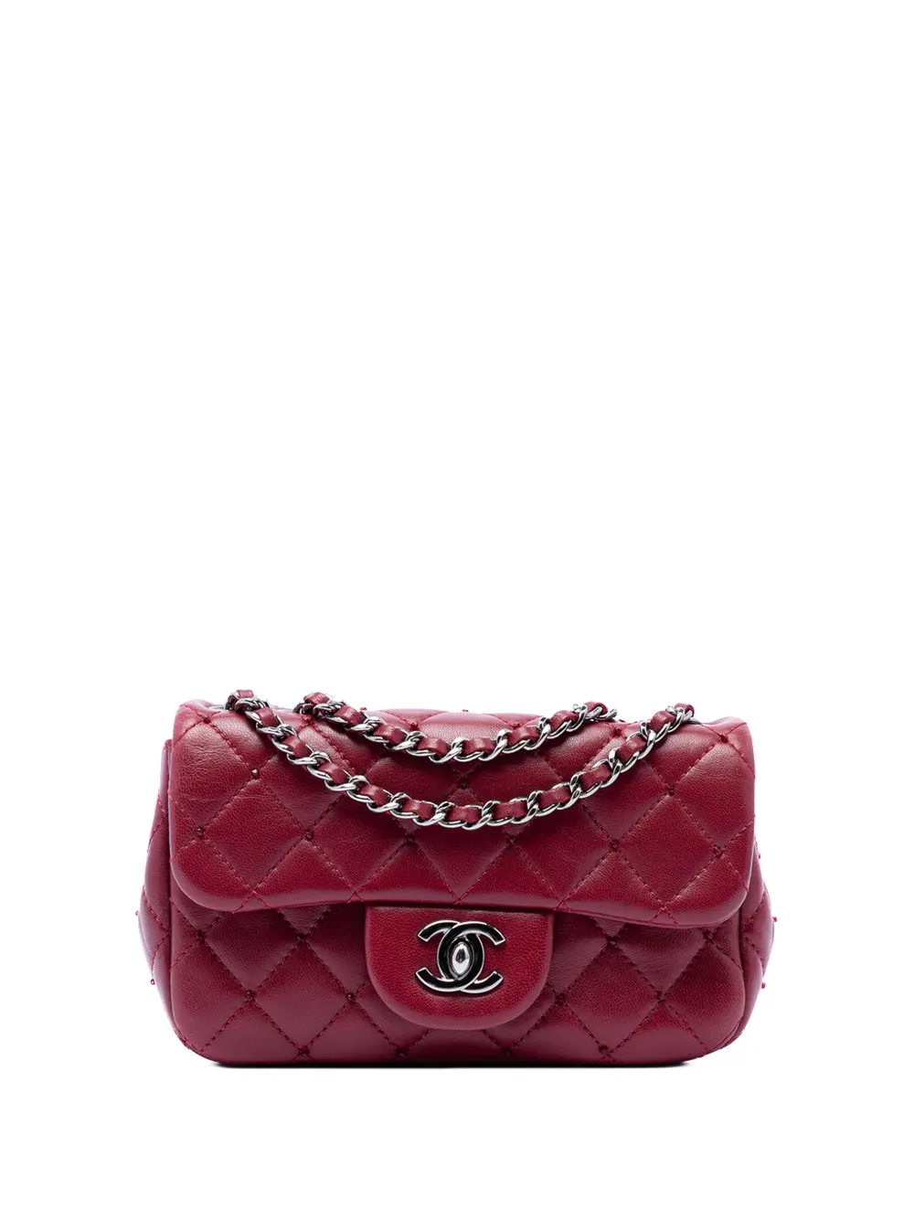 CHANEL Pre-Owned 2012-2013 Extra Mini Rectangular Classic Lambskin Single Flap crossbody bag - Rot