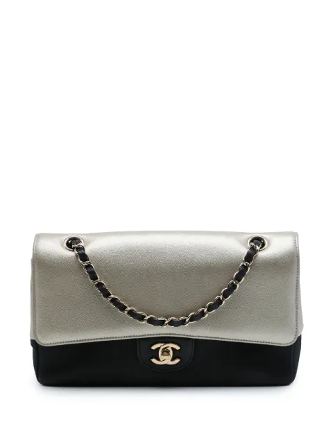 CHANEL Pre-Owned 2016-2017 Medium Classic Bicolor Caviar and Iridescent Calfskin Double Flap shoulder bag