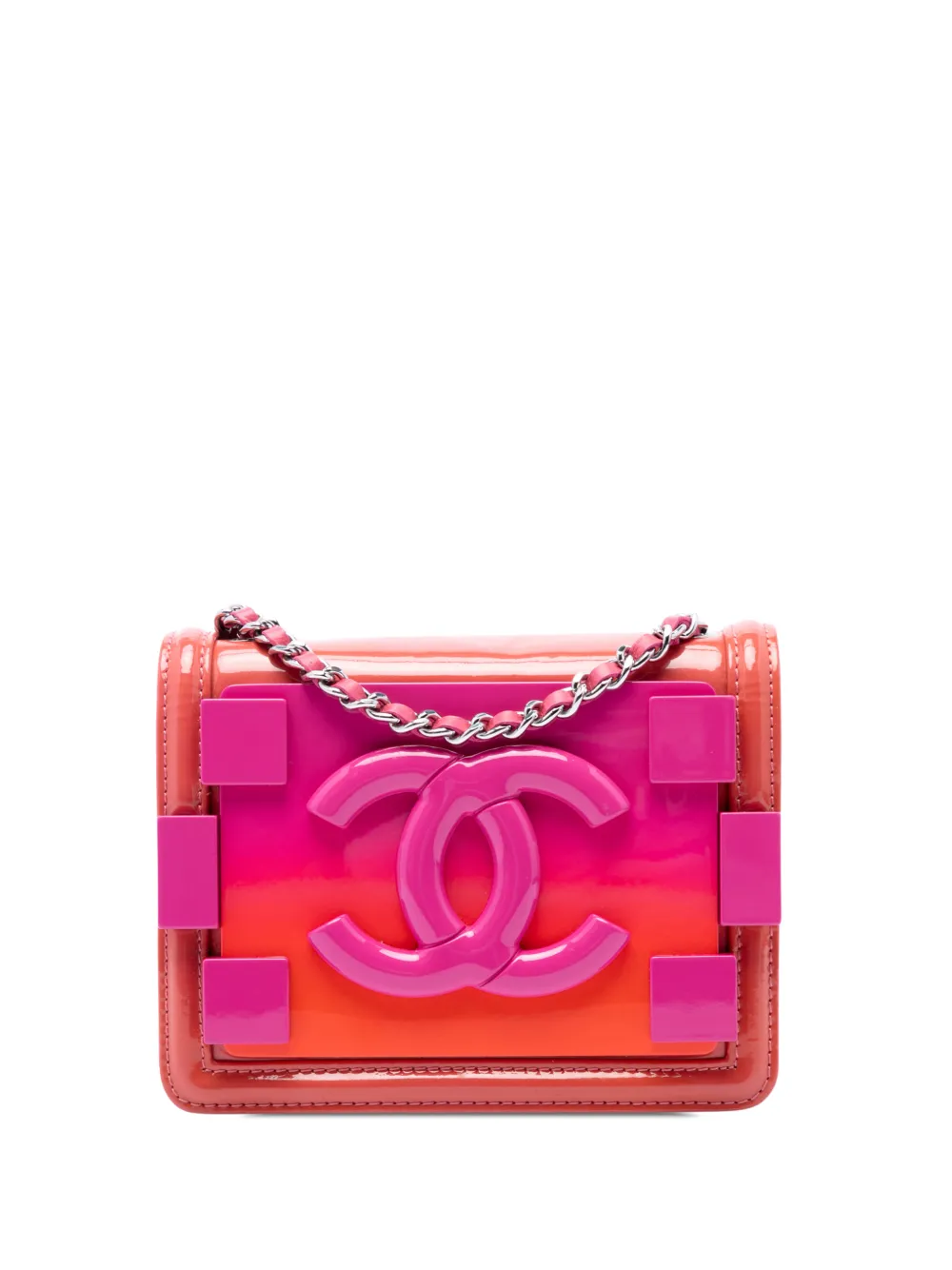 CHANEL Pre-Owned Borsa a tracolla Boy Brick Flap mini in acrilico e pelle verniciata 2014 - Rosa