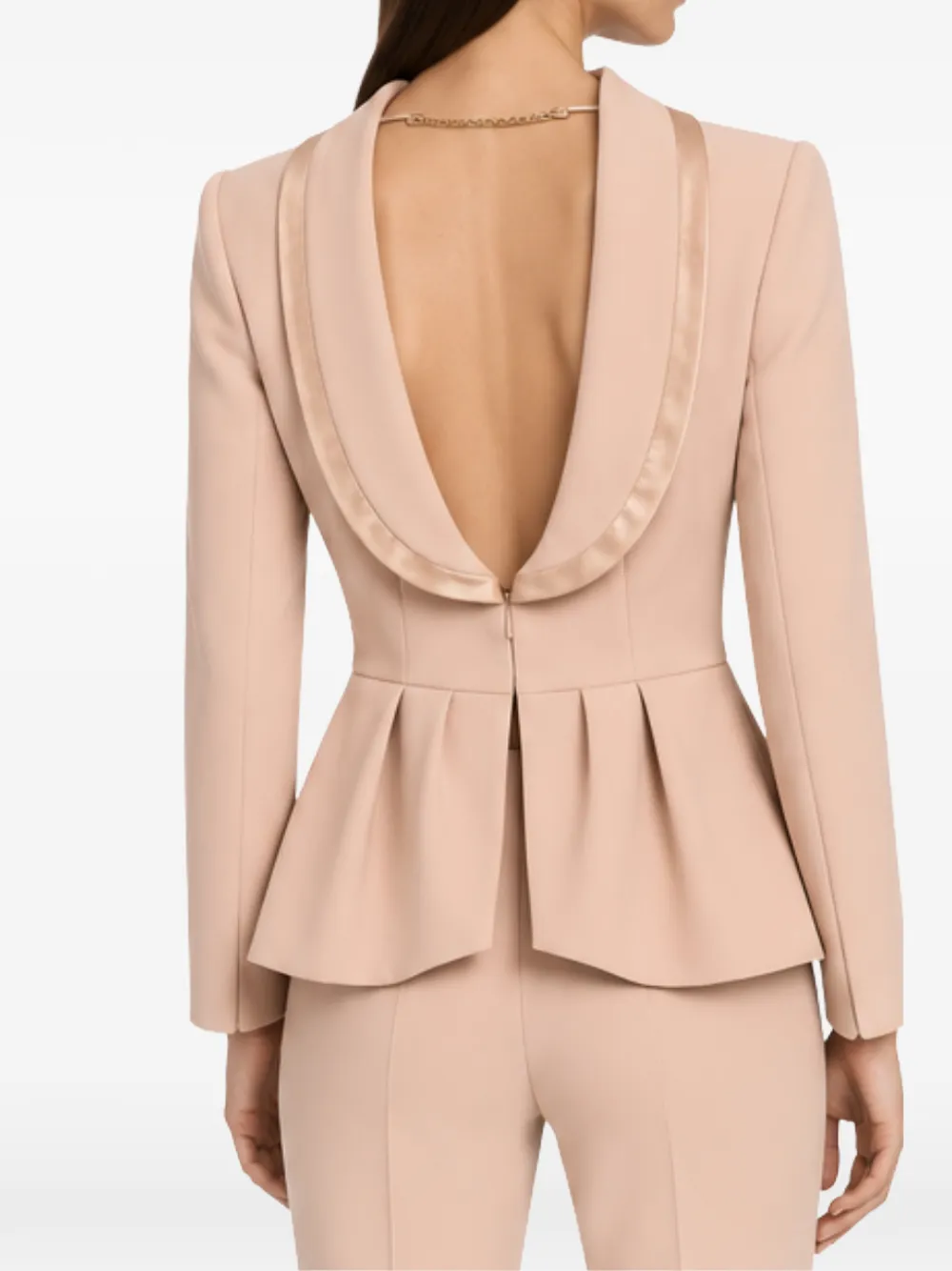 Elisabetta Franchi satin-trim peplum jacket Beige