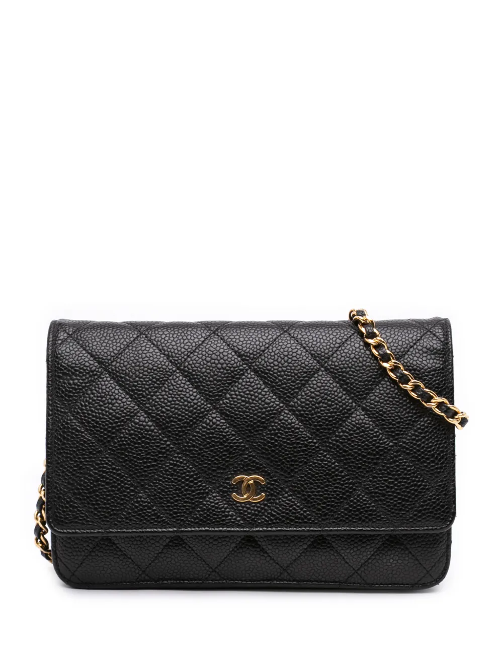 CHANEL Pre-Owned 2016-2017 CC Quilted Caviar Wallet on Chain crossbody bag - Nero
