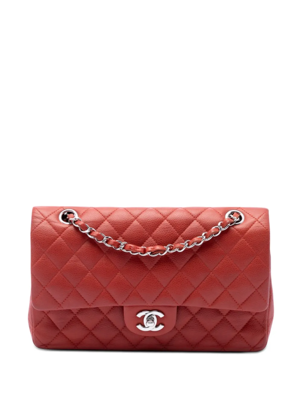 CHANEL Pre-Owned Borsa a spalla classica media in pelle Caviar con doppio battente 2010-2011 - Rosso