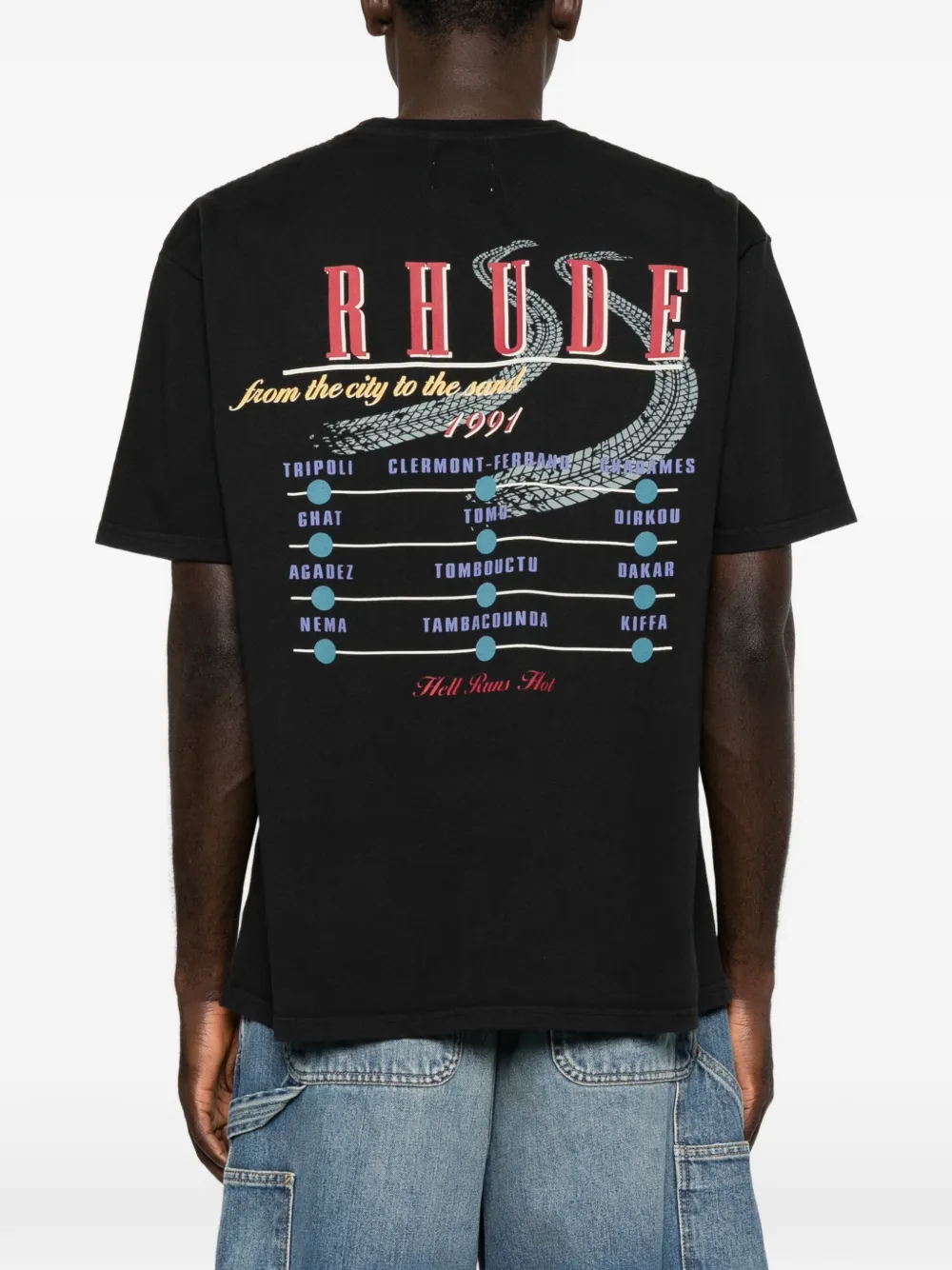 RHUDE T-shirt met grafische print Zwart