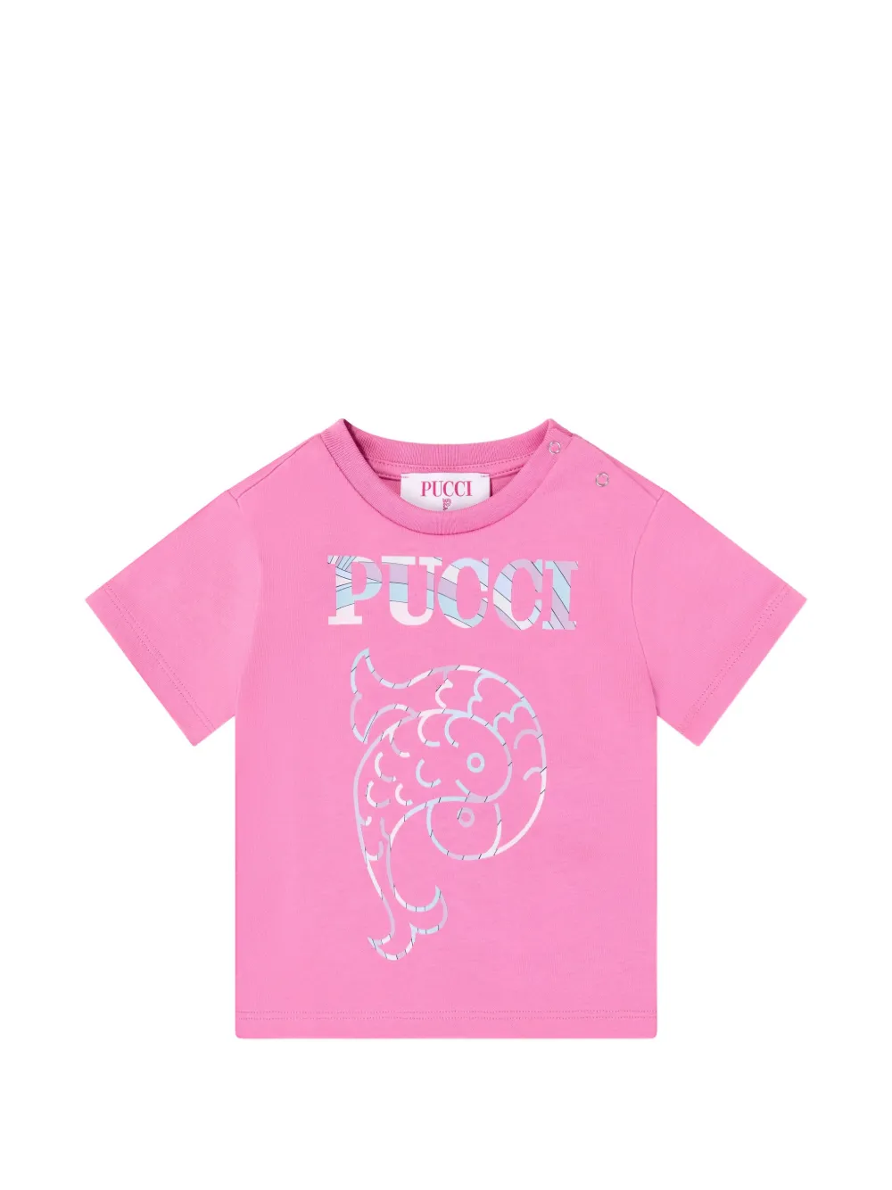 PUCCI Junior Pesci-print logo-print T-shirt - Rosa