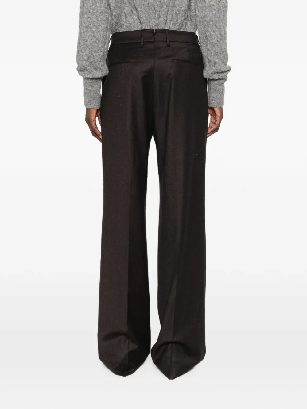 Berwich Patrizia wollen broek met gekreukt effect Bruin