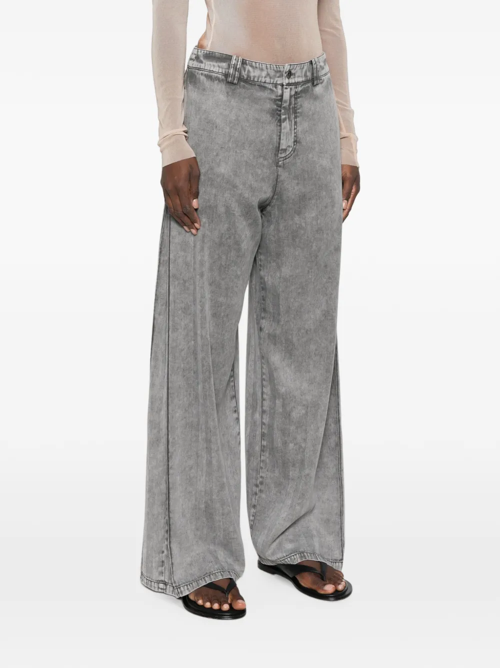Patrizia Pepe Geplooide broek met verwassen effect Grijs