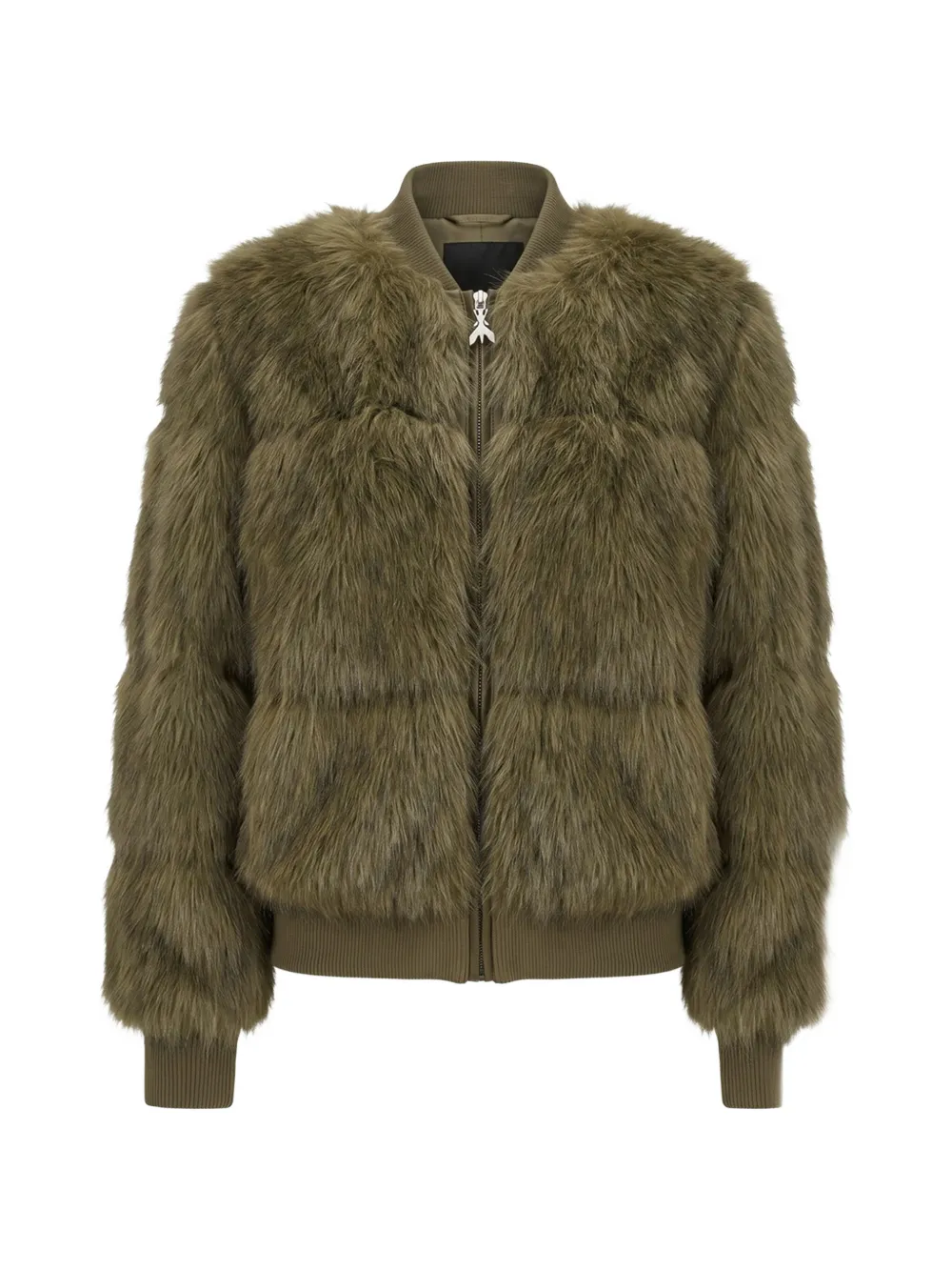 Patrizia Pepe Jacke aus Faux Fur mit geripptem Saum - Grün